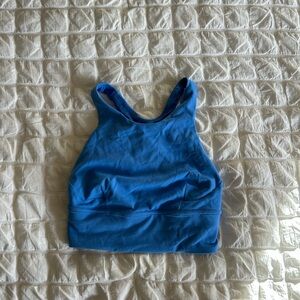 blue high neck lululemon sports bra